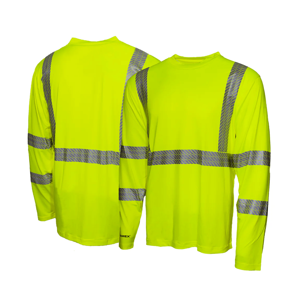 Pyramex RLP1 Hi - Vis Class 3 Long Sleeve Reflective T-Shirt with Phone Pocket - Gorvex.com