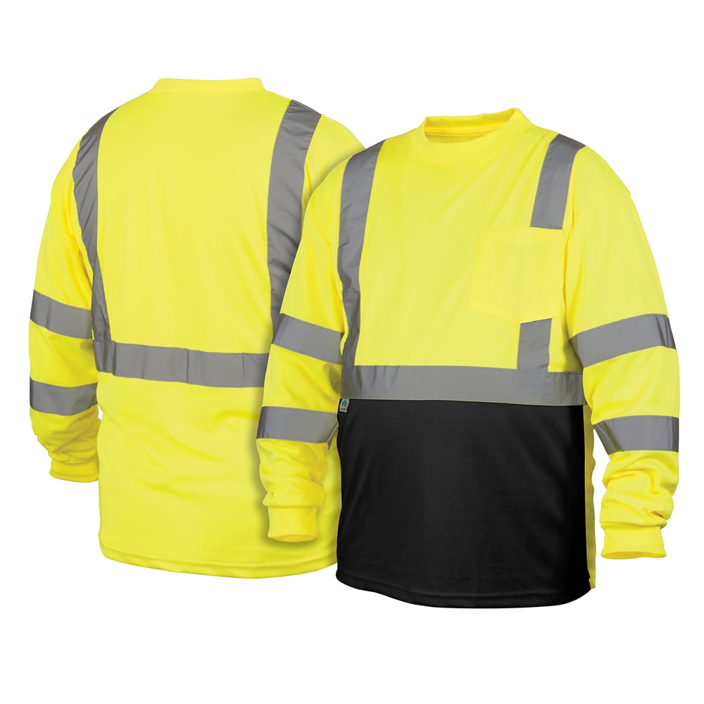 Pyramex RLTS31B Class 3 Hi Vis Long Sleeved Shirt with Black Bottom - Gorvex.com