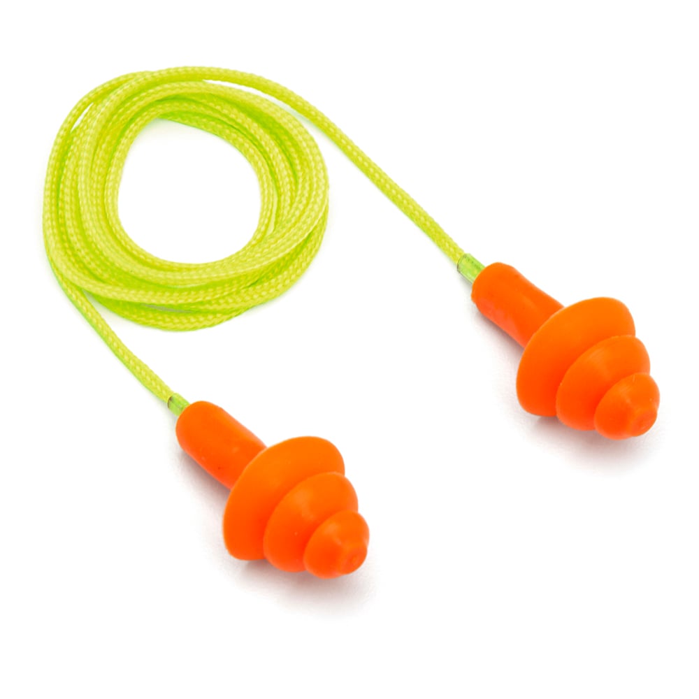 Pyramex RP300PC Reusable Corded Earplugs with Plastic Case, NRR 24, Hi Vis Orange, 1 polybag (30 pairs) - Gorvex.com