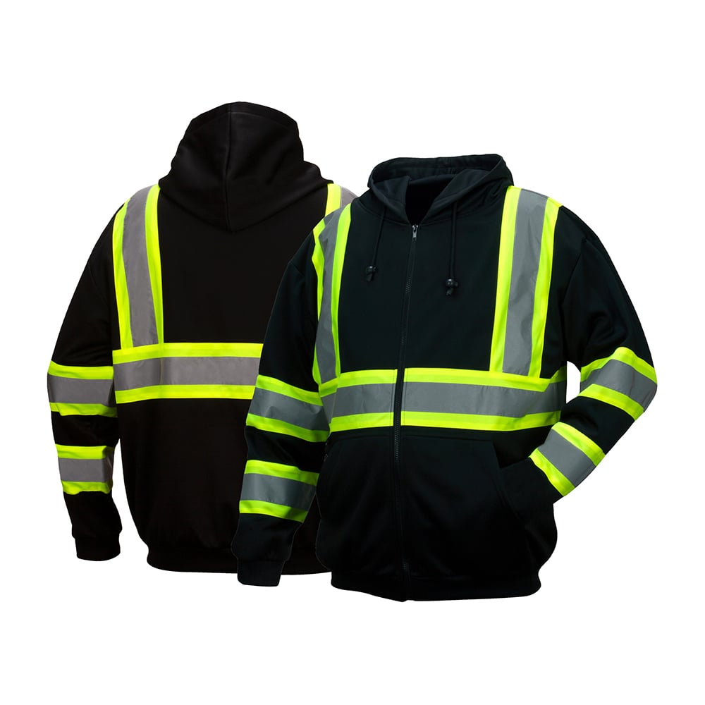 Pyramex RSZH34 Class 1 Black Enhanced Visibility Zipper Sweatshirt - Gorvex.com