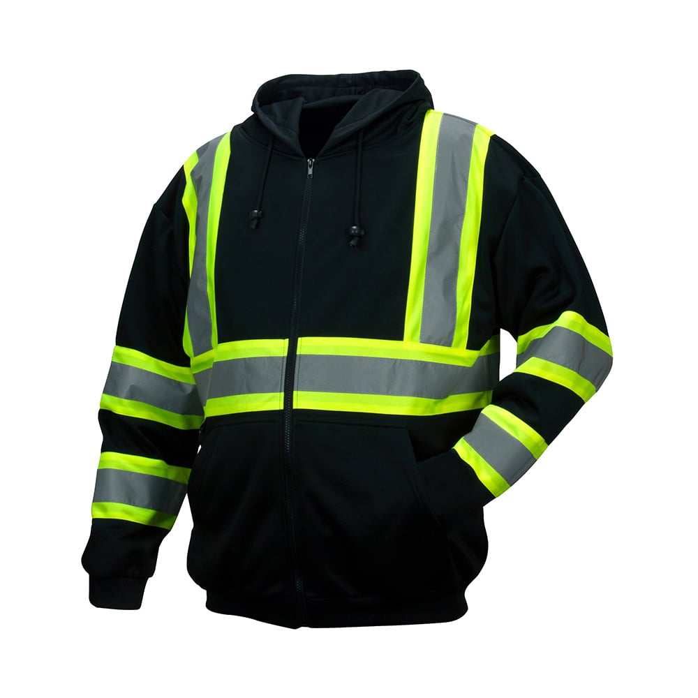 Pyramex RSZH34 Class 1 Black Enhanced Visibility Zipper Sweatshirt - Gorvex.com