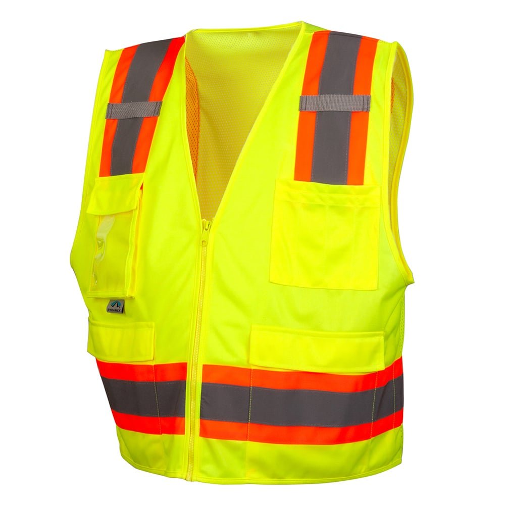 Pyramex RVZ24CP Class 2 Hi Vis Surveyor Vest with Clear Front Pocket - Gorvex.com