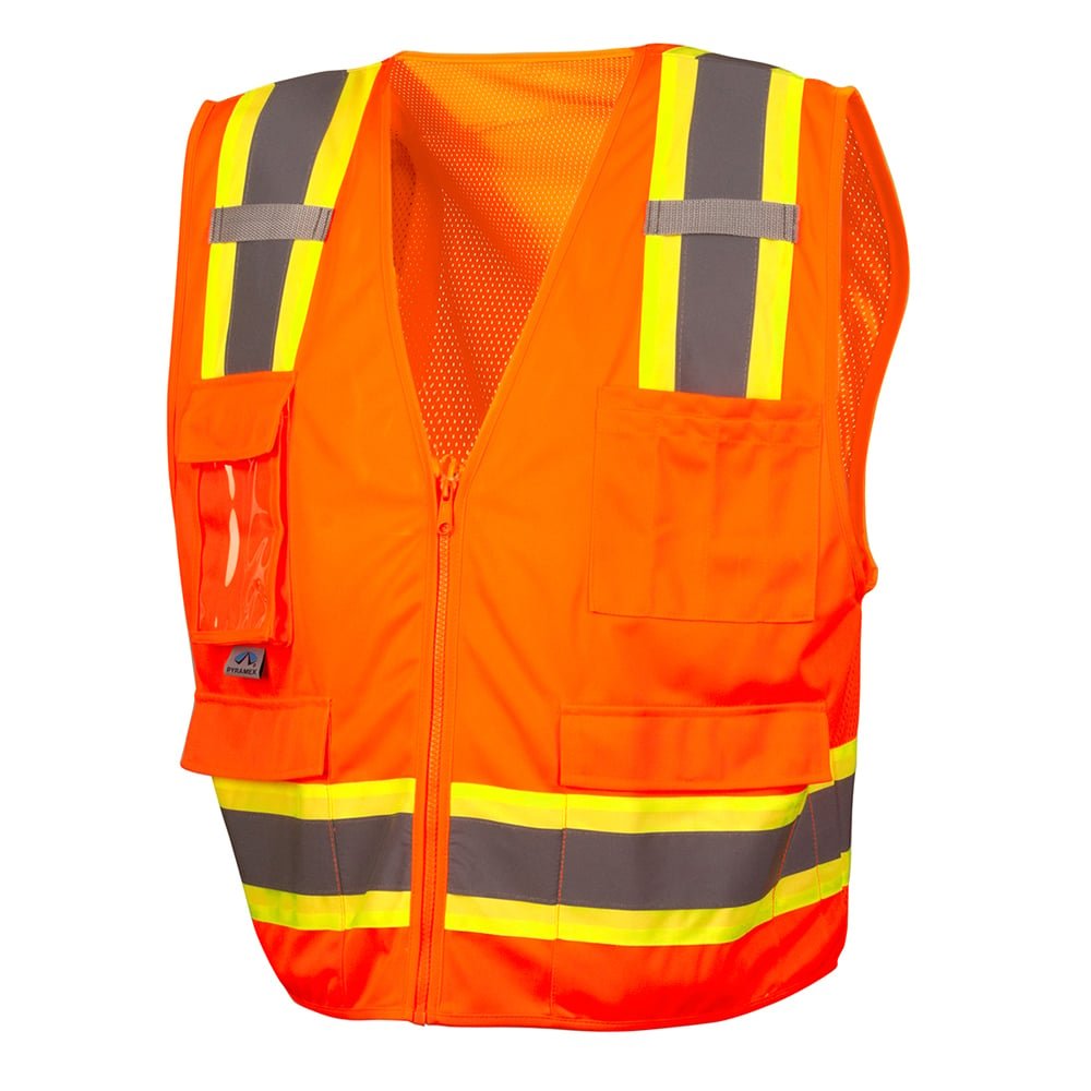 Pyramex RVZ24CP Class 2 Hi Vis Surveyor Vest with Clear Front Pocket - Gorvex.com