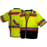 Pyramex RVZ37B Hi - Vis Solid Front Mesh Back Surveyor Vest with Black Front - Gorvex.com