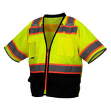 Pyramex RVZ37B Hi - Vis Solid Front Mesh Back Surveyor Vest with Black Front - Gorvex.com