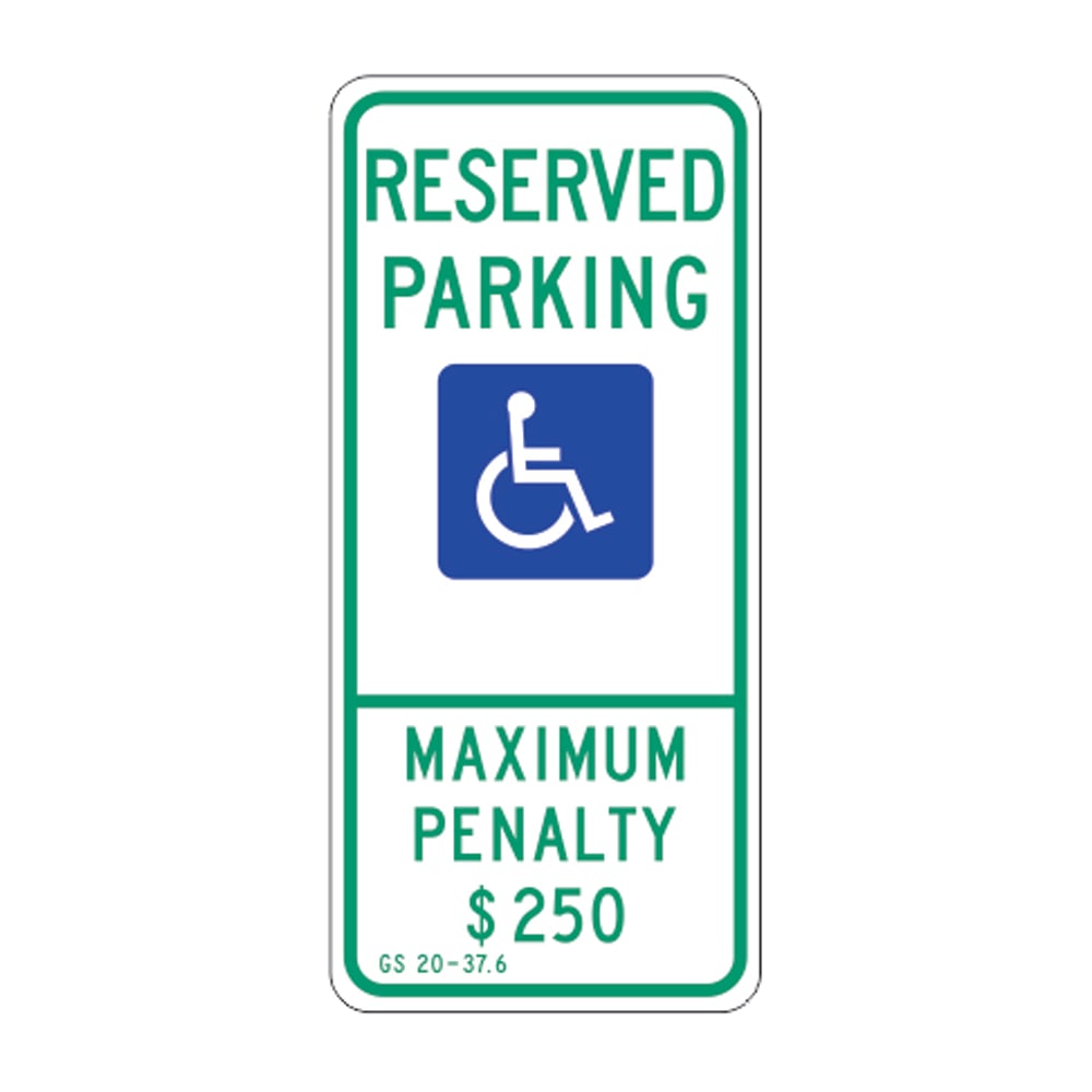 Reserved Parking Picto Maximum Penalty $250 - Handicapped Parking Sign, 26X12, Aluminum