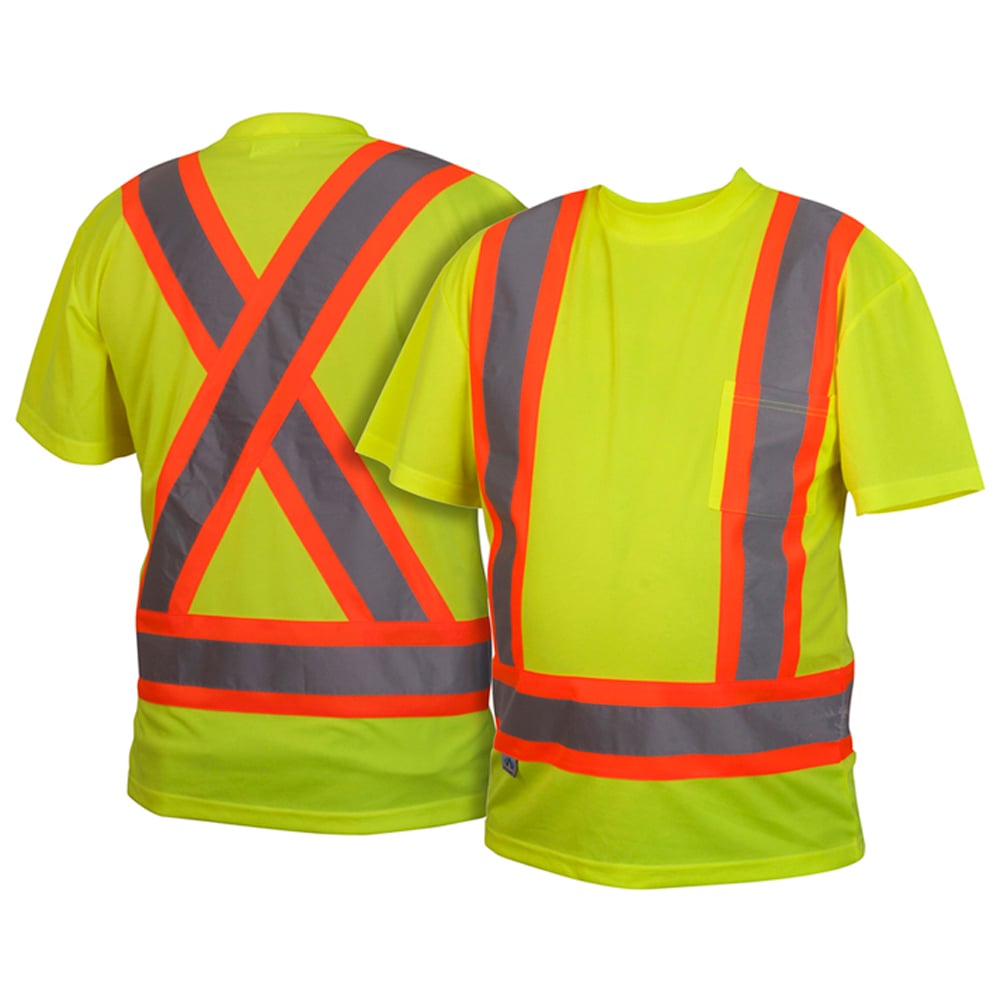 Pyramex RCTS21 Series Hi Vis Lime T-Shirt with Contrasting Tape