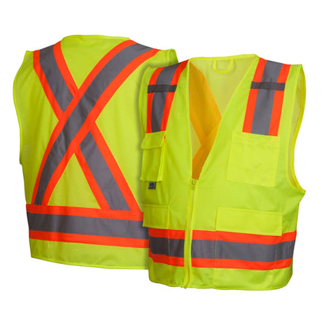 Pyramex RCZ24 Series Hi Vis Mesh/Solid Vest with Zipper Closure