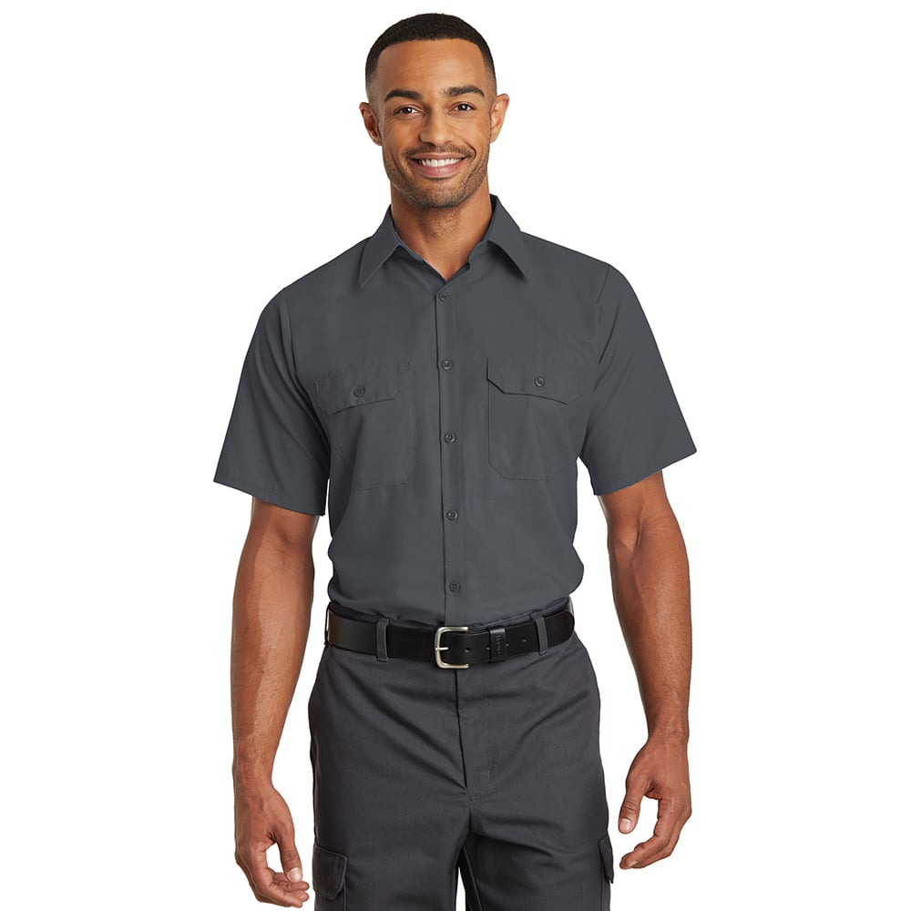 Red Kap SY60 Short Sleeve Solid Ripstop Shirt with an Open Collar - Gorvex.com