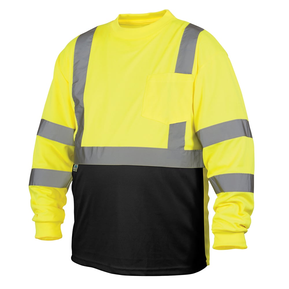 Pyramex RLTS31B Class 3 Hi Vis Long Sleeved Shirt with Black Bottom