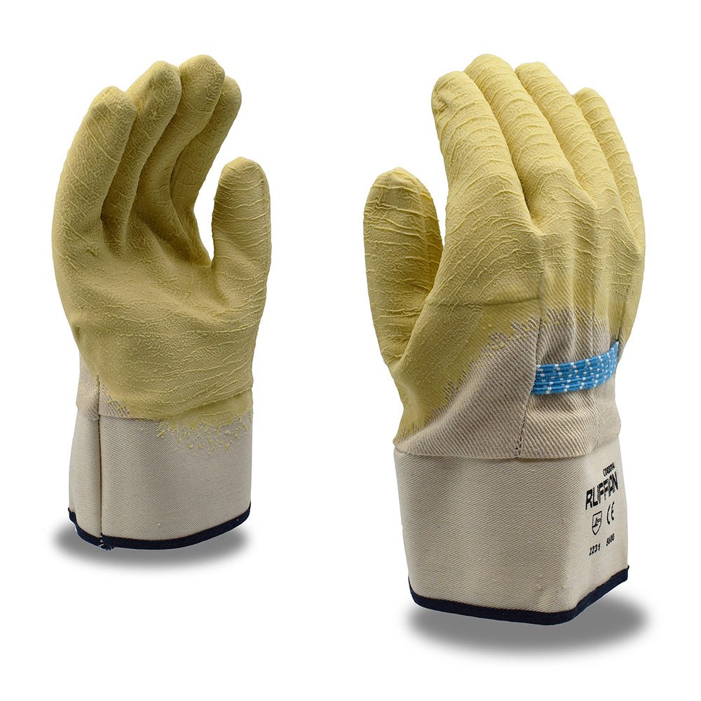 Ruffian Premium Canvas Lined Latex Dipped Gloves, Safety Cuff, 1 dozen (12 pairs) - Gorvex.com