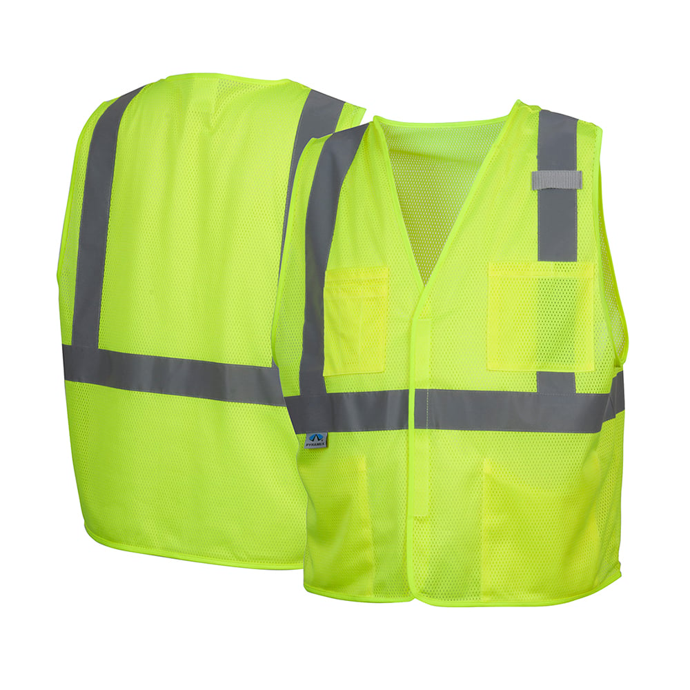 Pyramex RVHL20 Series Hi Vis 5 Pocket Vest with Hook & Loop Closure