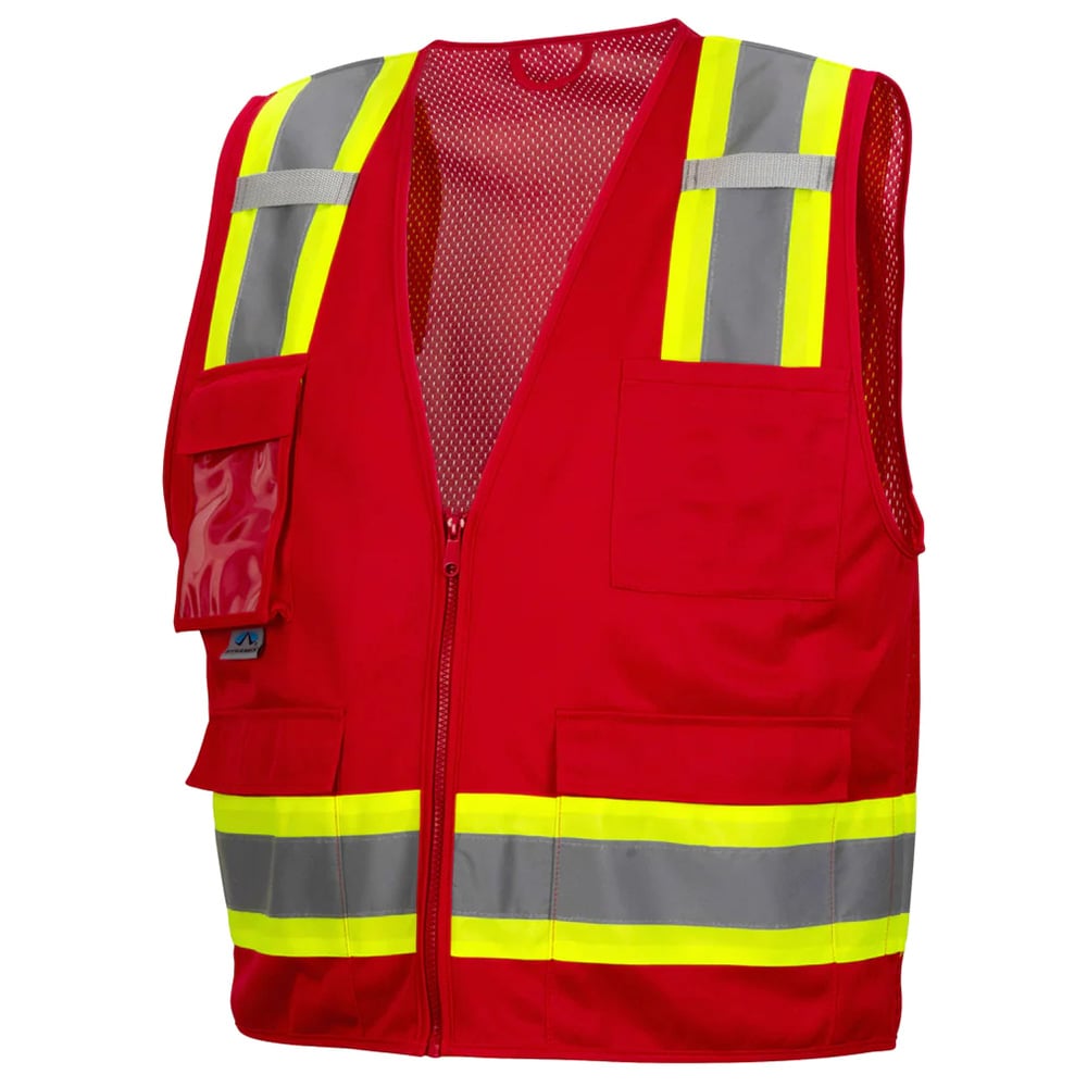 Pyramex RVZ24CP Class 2 Hi Vis Surveyor Vest with Clear Front Pocket