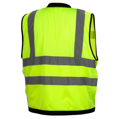 Pyramex RVZ28 Series Hi Vis Mesh Vest with Black Trim & Metal Grommets