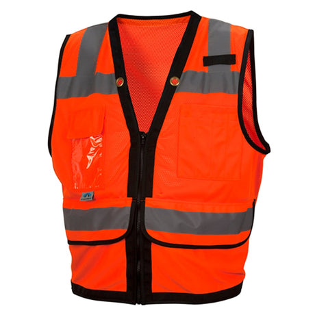 Pyramex RVZ28 Series Hi Vis Mesh Vest with Black Trim & Metal Grommets