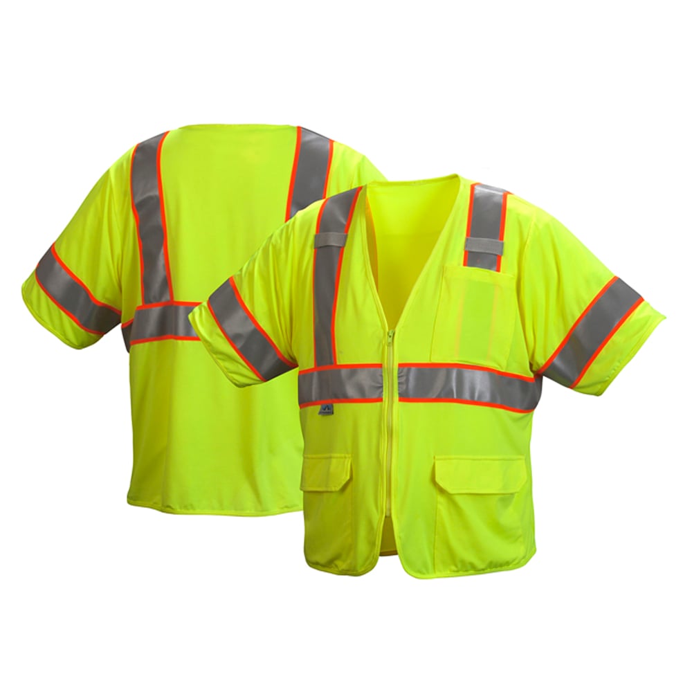 Pyramex RVZ35 Series Hi Vis Mesh Vest Class 3 with 3 Pockets