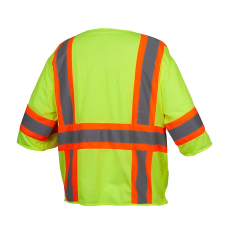 Pyramex RVZ36 Series Hi Vis Lime Class 3 Mesh Surveyor Vest