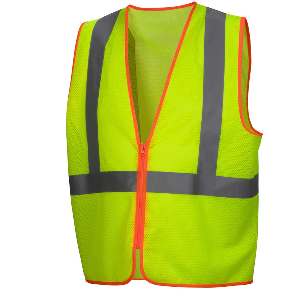 Pyramex RVZ40 Class 2 Zip-Front Hi Vis Safety Vest with Contrast Trim