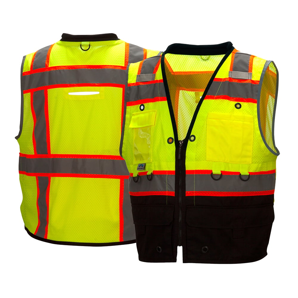 Pyramex RVZT44B Class 2 Hi Vis Tether Vest - D-Ring Access & Grommets