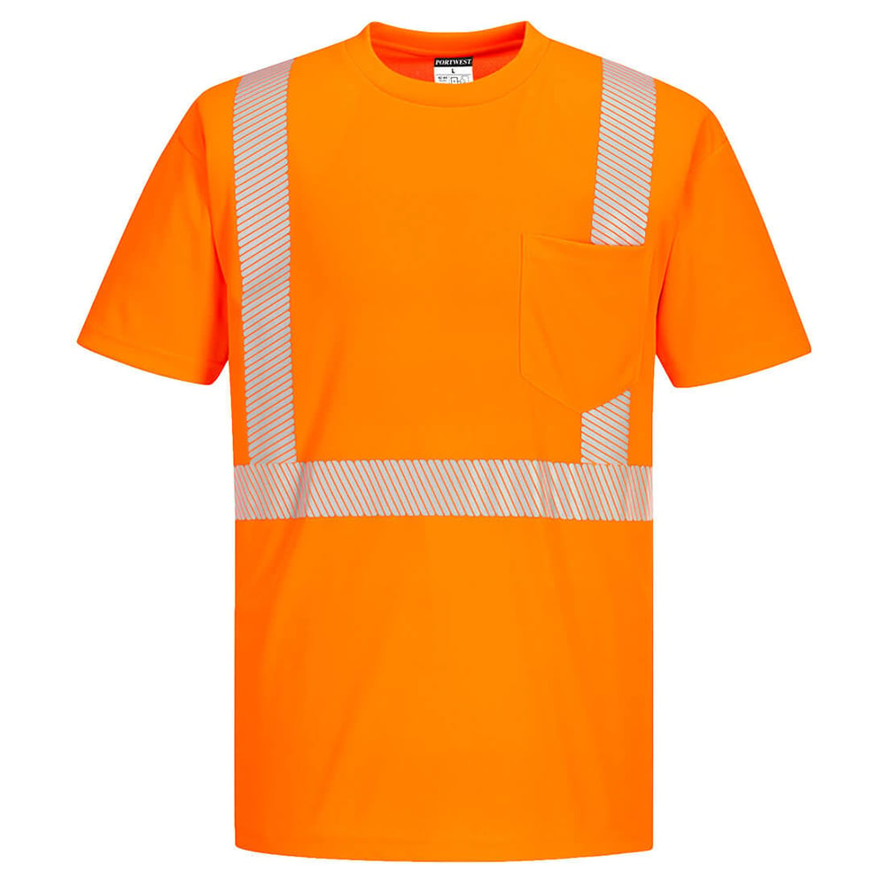 Portwest S194 Hi Vis Short Sleeve Pocket T-Shirt with Segmented Tape