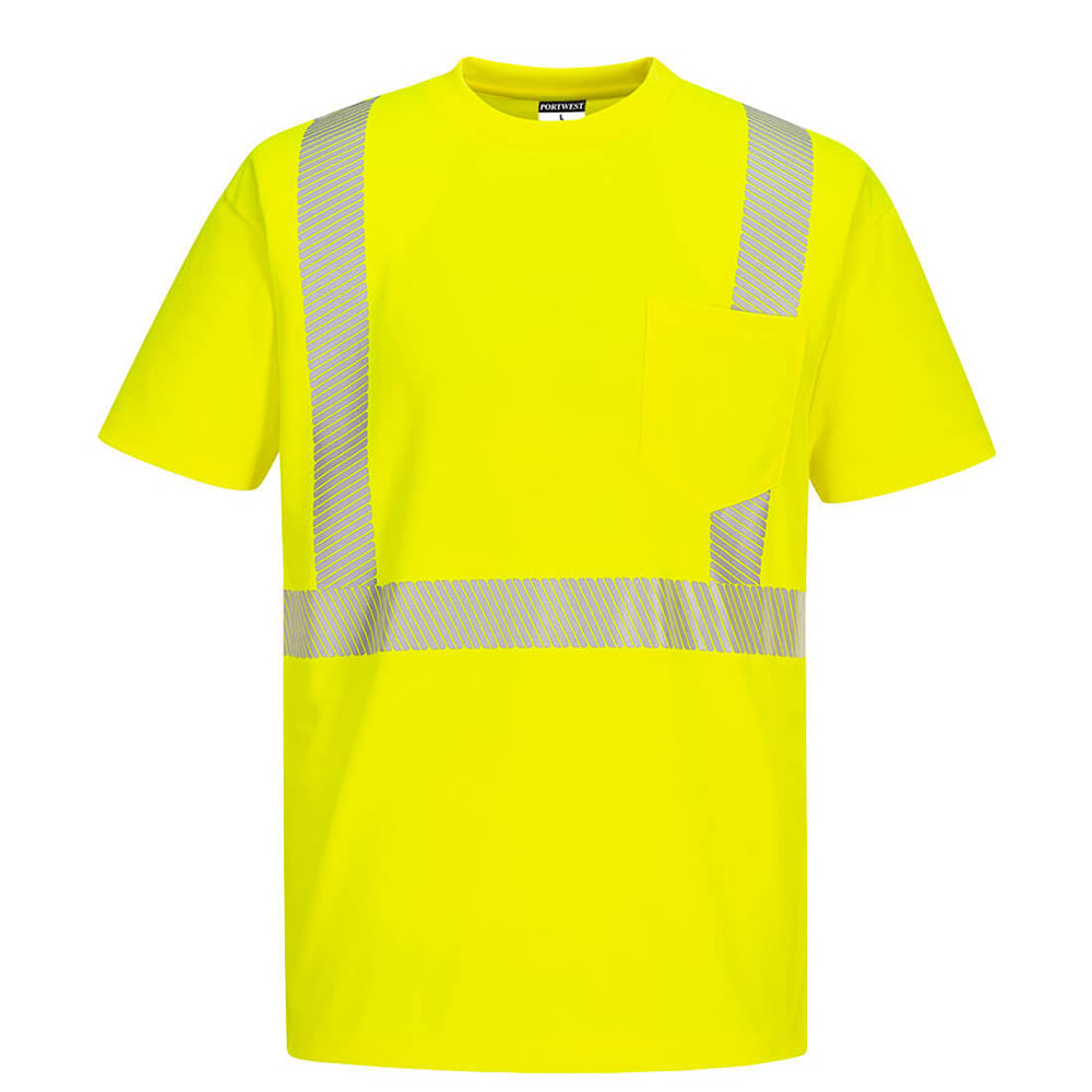 Portwest S194 Hi Vis Short Sleeve Pocket T-Shirt with Segmented Tape