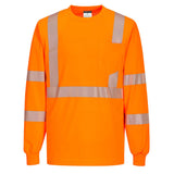 Portwest S195 Hi Vis Long Sleeve Pocket T-Shirt with Segmented Tape