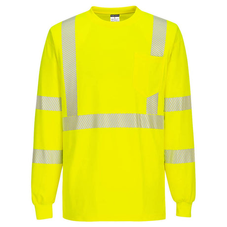 Portwest S195 Hi Vis Long Sleeve Pocket T-Shirt with Segmented Tape