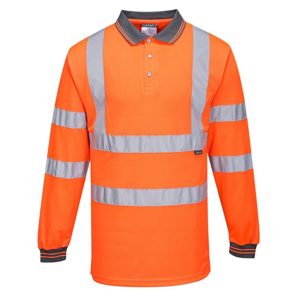 Portwest S277 Series Hi Vis Long-Sleeved Polo Shirt with Knitted Cuffs