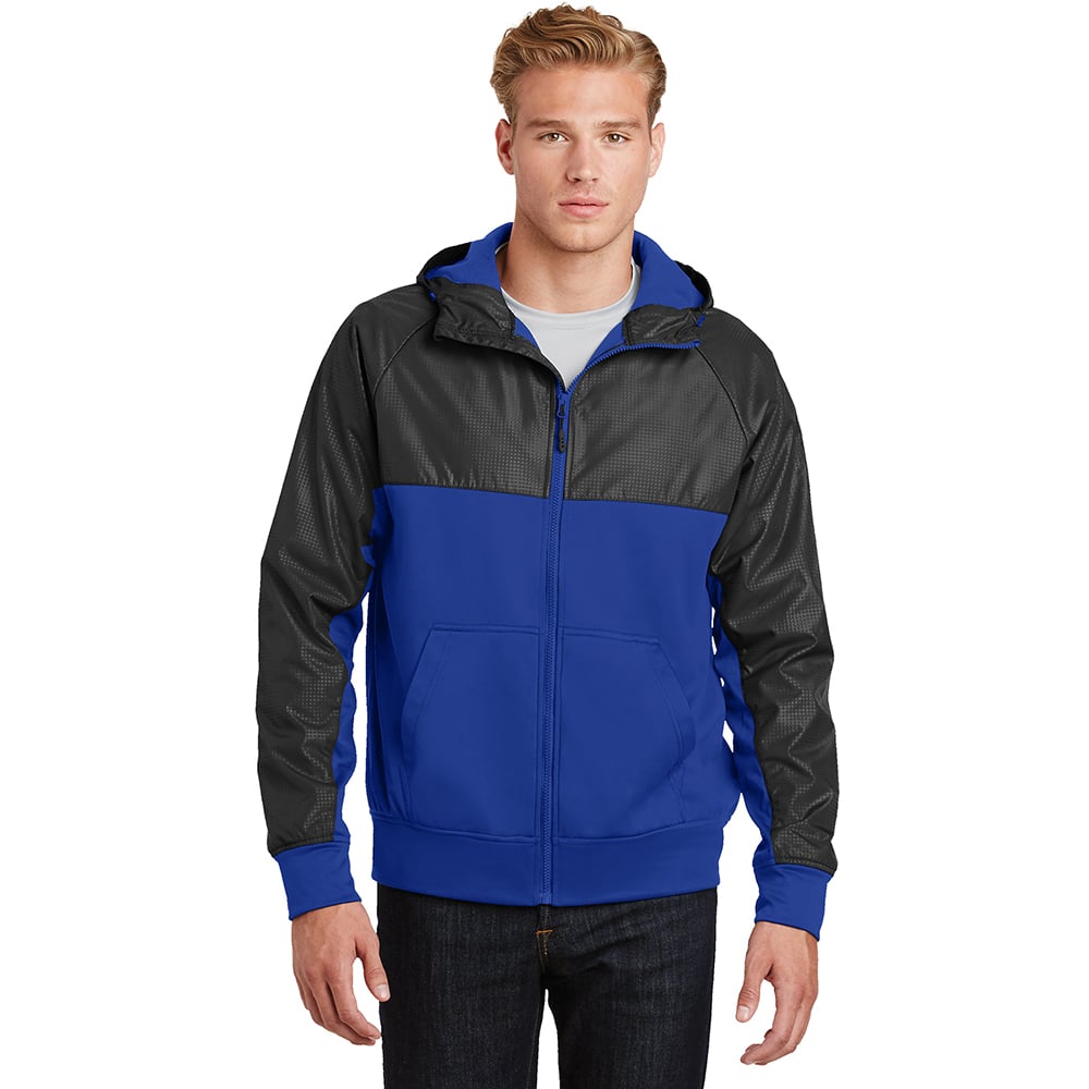 Sport - Tek JST50 Embossed Hybrid Full - Zip Hooded Jacket - Gorvex.com