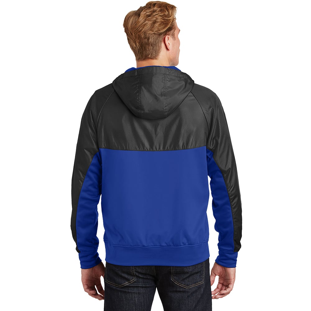 Sport - Tek JST50 Embossed Hybrid Full - Zip Hooded Jacket - Gorvex.com