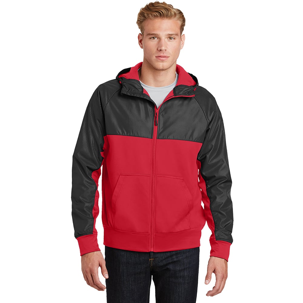 Sport - Tek JST50 Embossed Hybrid Full - Zip Hooded Jacket - Gorvex.com