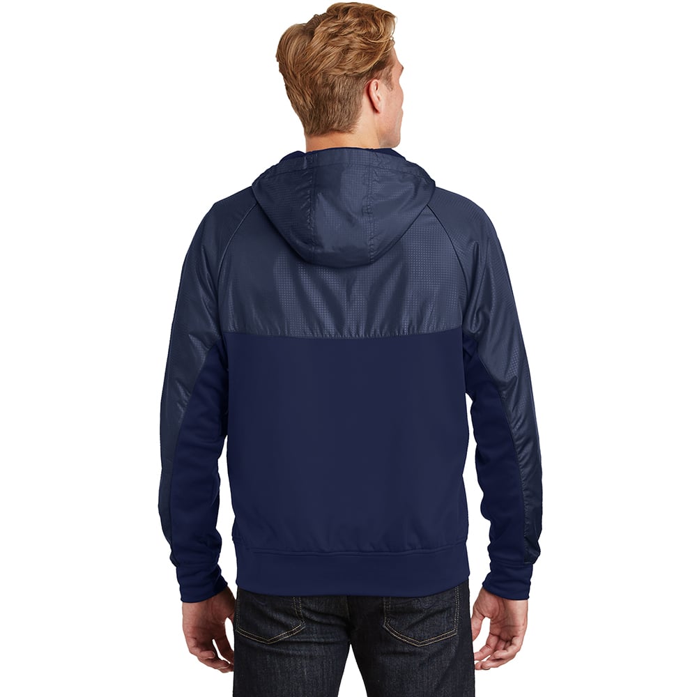 Sport - Tek JST50 Embossed Hybrid Full - Zip Hooded Jacket - Gorvex.com