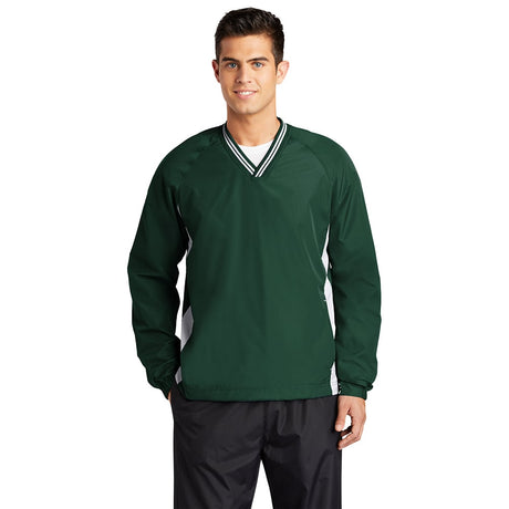 Sport - Tek JST62 Colorblock V - Neck Wind Shirt with Tipped Collar - Gorvex.com