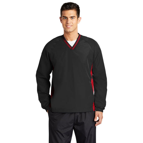 Sport - Tek JST62 Colorblock V - Neck Wind Shirt with Tipped Collar - Gorvex.com