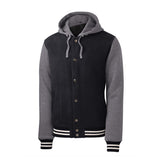 Sport - Tek JST82 Insulated Letterman Jacket with Detachable Hood - Gorvex.com