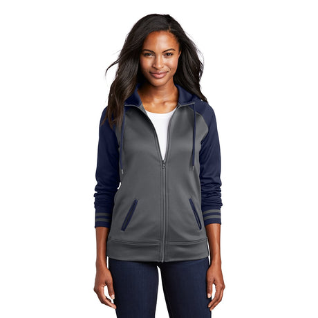 Sport - Tek LST236 Sport - Wick Women's Full - Zip Varsity Jacket with Hood - Gorvex.com