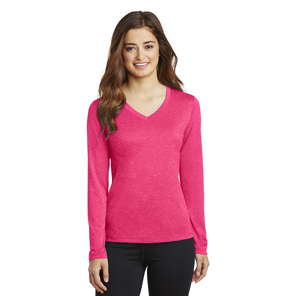Sport - Tek LST360LS Women's Heather Contender Long Sleeve V - Neck Tee - Gorvex.com