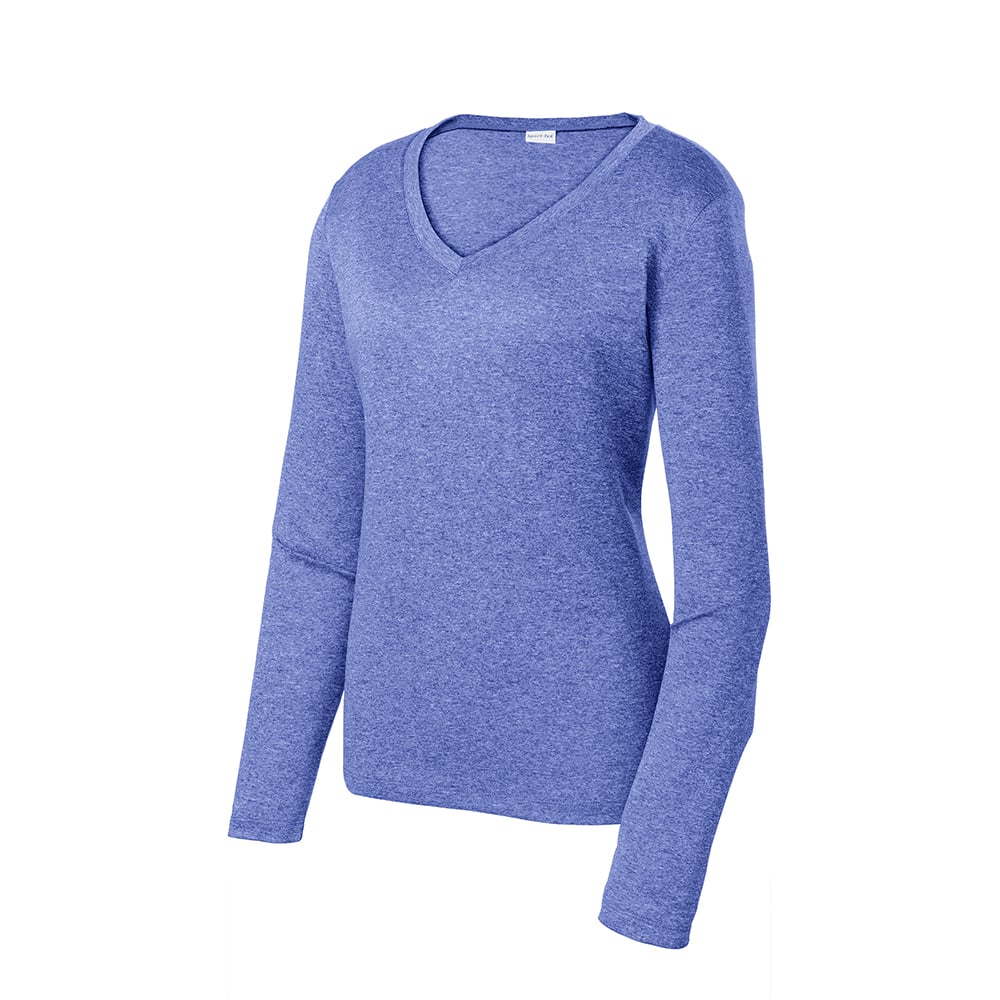 Sport - Tek LST360LS Women's Heather Contender Long Sleeve V - Neck Tee - Gorvex.com