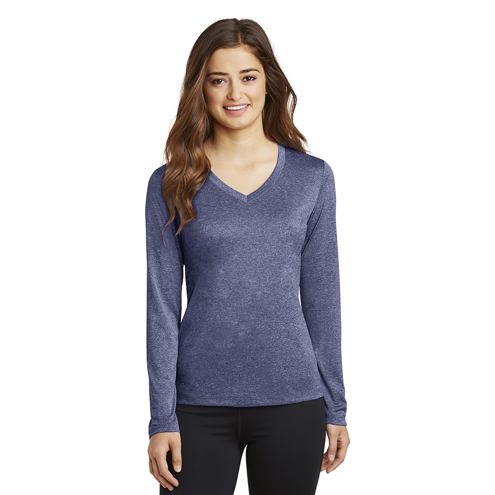 Sport - Tek LST360LS Women's Heather Contender Long Sleeve V - Neck Tee - Gorvex.com