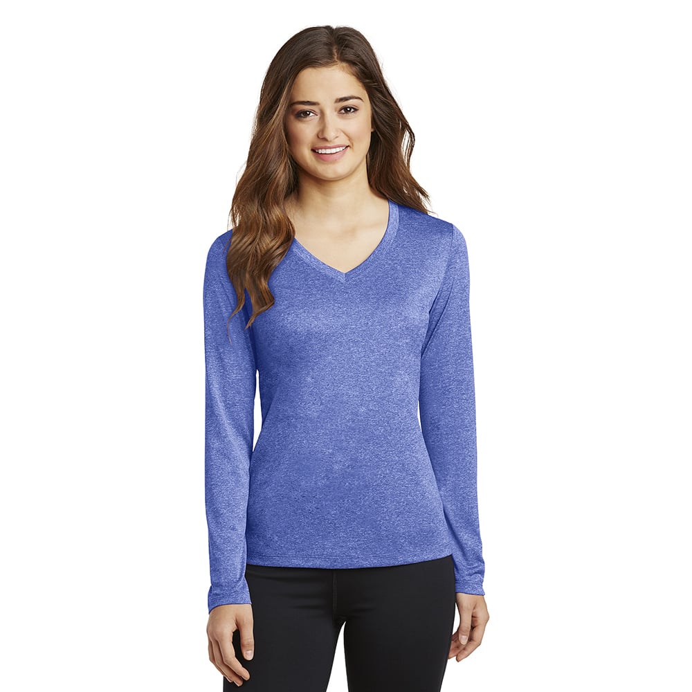 Sport - Tek LST360LS Women's Heather Contender Long Sleeve V - Neck Tee - Gorvex.com