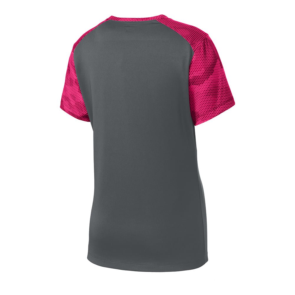 Sport - Tek LST371 Women's CamoHex Two - Tone V - Neck T-Shirt - Gorvex.com