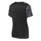 Sport - Tek LST371 Women's CamoHex Two - Tone V - Neck T-Shirt - Gorvex.com