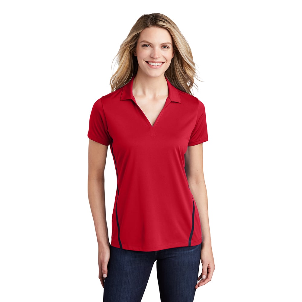 Sport - Tek LST620 PosiCharge Women's Two - Tone Y - Neck Tough Polo - Gorvex.com