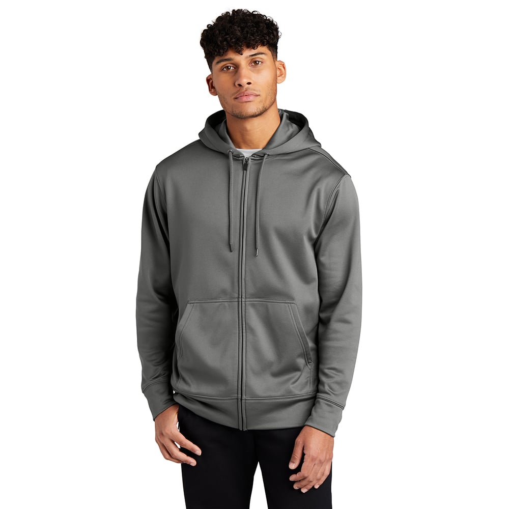 Sport - Tek ST238 Sport - Wick Full - Zip Fleece Hooded Jacket with Pockets - Gorvex.com