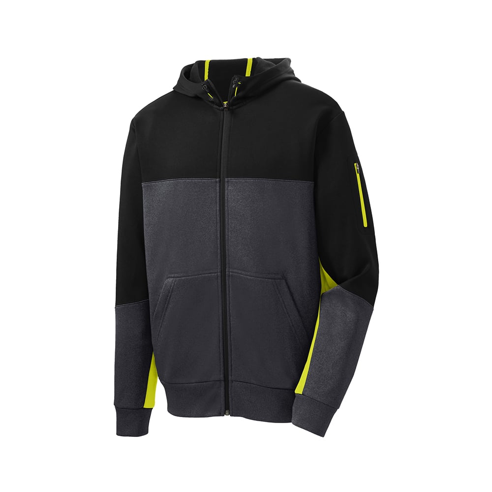 Sport - Tek ST245 Tech Fleece Contrast Hooded Jacket with Sleeve Pocket - Gorvex.com