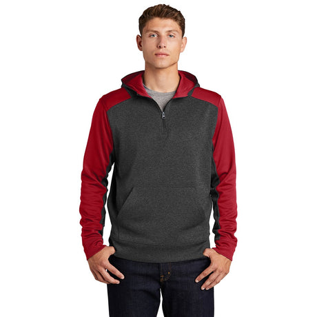 Sport - Tek ST249 Tech Fleece 1/4 - Zip Colorblock Sweatshirt with Hood - Gorvex.com