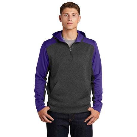 Sport - Tek ST249 Tech Fleece 1/4 - Zip Colorblock Sweatshirt with Hood - Gorvex.com