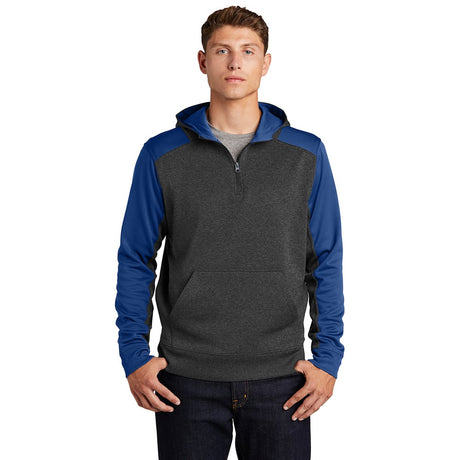 Sport - Tek ST249 Tech Fleece 1/4 - Zip Colorblock Sweatshirt with Hood - Gorvex.com