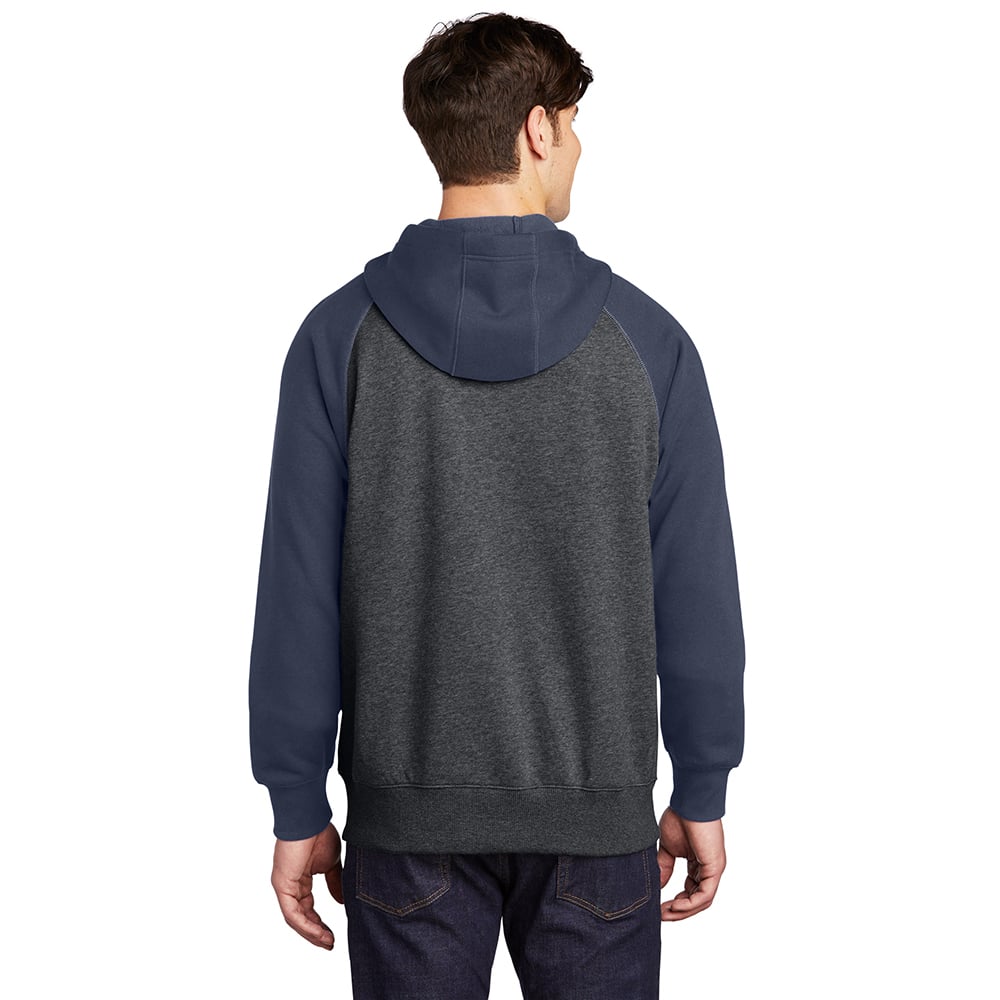 Sport - Tek ST269 Raglan Full - Zip Hooded Jacket with Contrast Sleeve - Gorvex.com