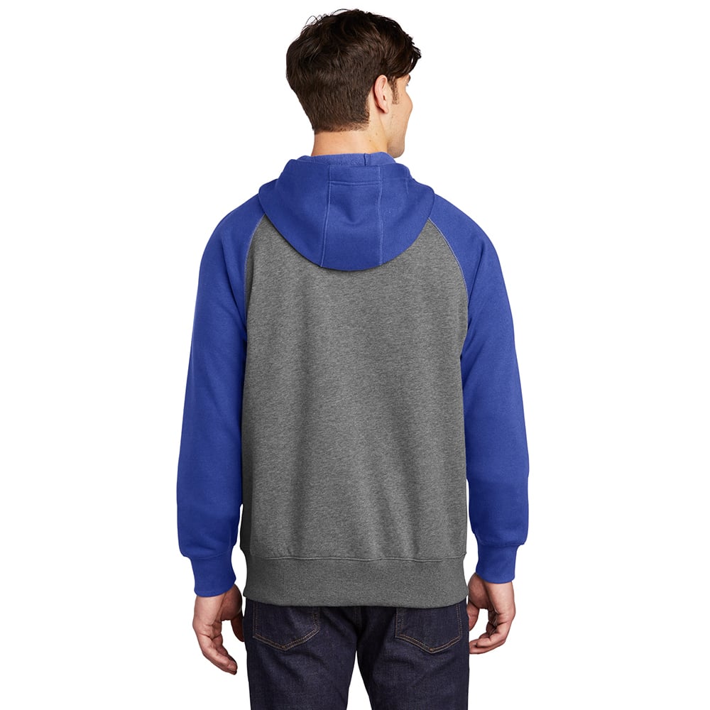 Sport - Tek ST269 Raglan Full - Zip Hooded Jacket with Contrast Sleeve - Gorvex.com